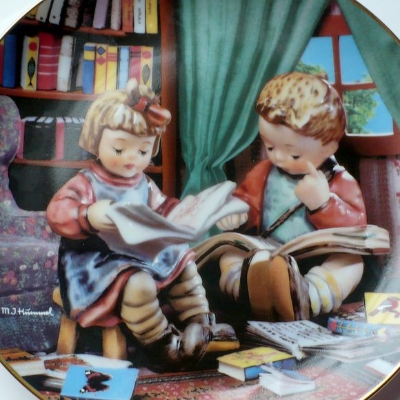 ❤️ Vintage M.J. Hummel Little Companion "Hello Down There" 8 24k Gold Rim - Picture 5 of 6